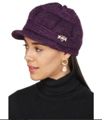 Unisex Woven Solid Wollen Cap  - Purple, Free Size