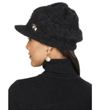 Unisex Woven Solid Wollen Cap  - Black, Free Size