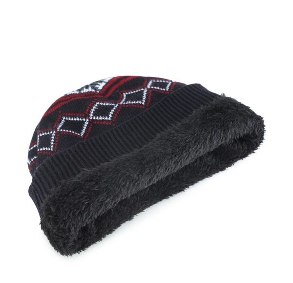 Men's Wollen Cap  - Black, Free Size