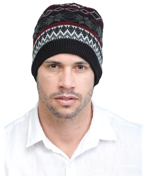 Men's Wollen Cap  - Black, Free Size