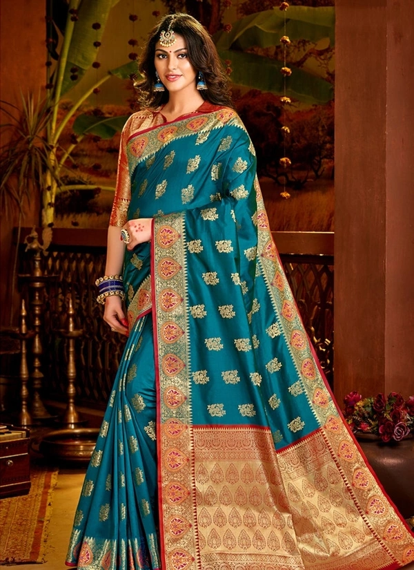 Lifestyle Woven Silk Saree W/blouse - Blue