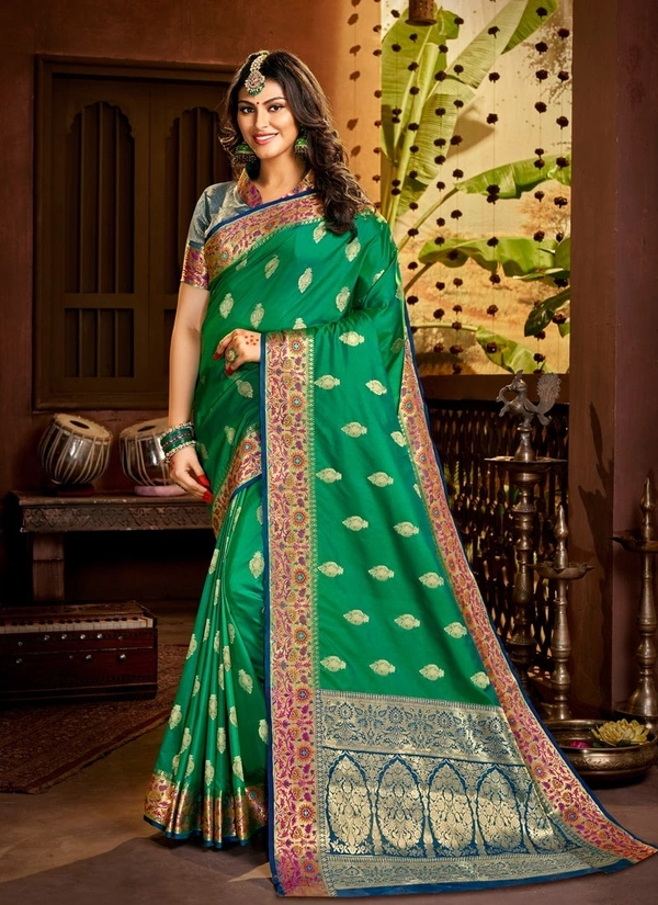 Lifestyle Woven Silk Saree W/blouse - Green