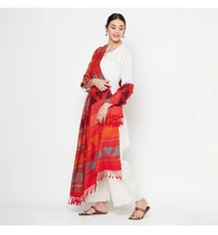 Acrylic Blend Printed Shawl - Red, 80