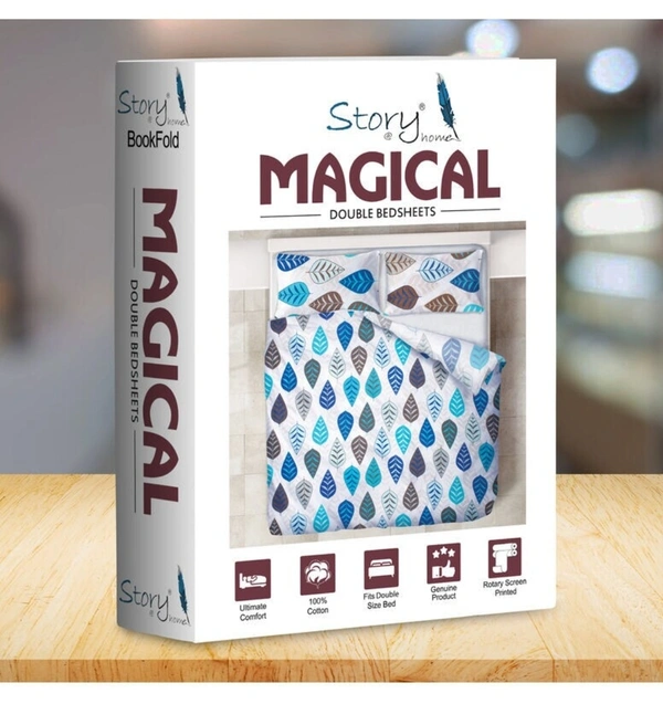 Story@Home Magical Cotton Double Bedsheet with 2 Pillow Covers - Double Bed ( 225 x 250 cm)