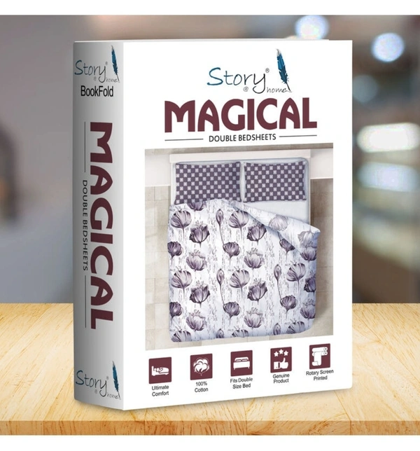 Story@Home Magical 152TC Cotton Double Bedsheet With 2 Pillow Covers - Double ( 225 x 250cm)