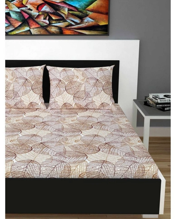 Divine Casa 152TC 100% Pure Cotton Double Bedsheet With 2 Pillow Covers - King Size - 270 x 270 cm