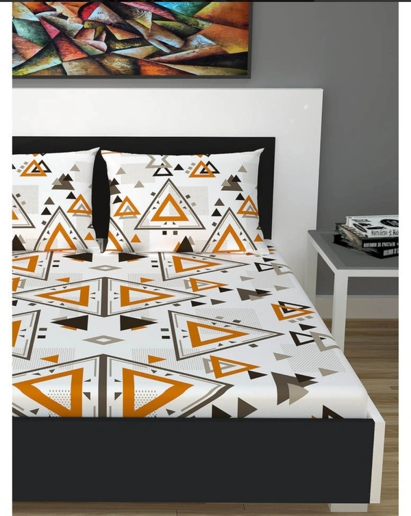 Divine Casa 152TC 100% Pure Cotton Double Bedsheet With 2 Pillow Covers - King Size - 270 x 270 cm