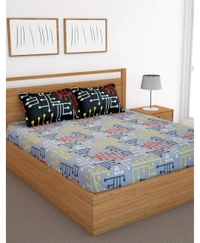 Bedspun 120 TC Cotton 1 Double Bedsheet with 2 Pillow covers - Double Bedsheet - 225 x 235 cm