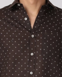 Pine Republic Mens Textured PolyCotton Casual Full Sleevs Shirt - L