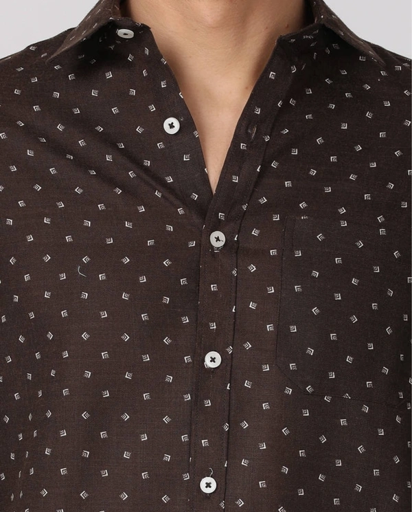 Pine Republic Mens Textured PolyCotton Casual Full Sleevs Shirt - L