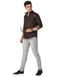 Pine Republic Mens Textured PolyCotton Casual Full Sleevs Shirt - XL