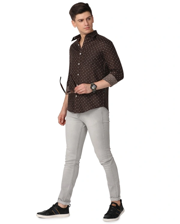 Pine Republic Mens Textured PolyCotton Casual Full Sleevs Shirt - XL