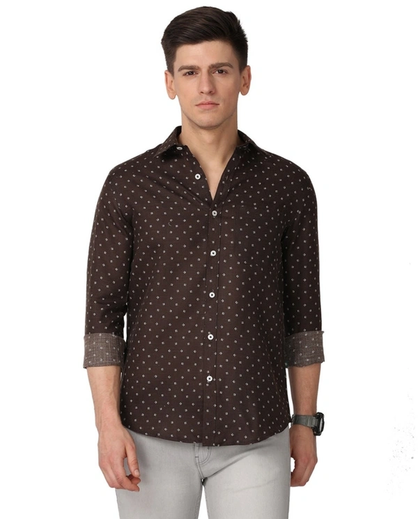Pine Republic Mens Textured PolyCotton Casual Full Sleevs Shirt - XL