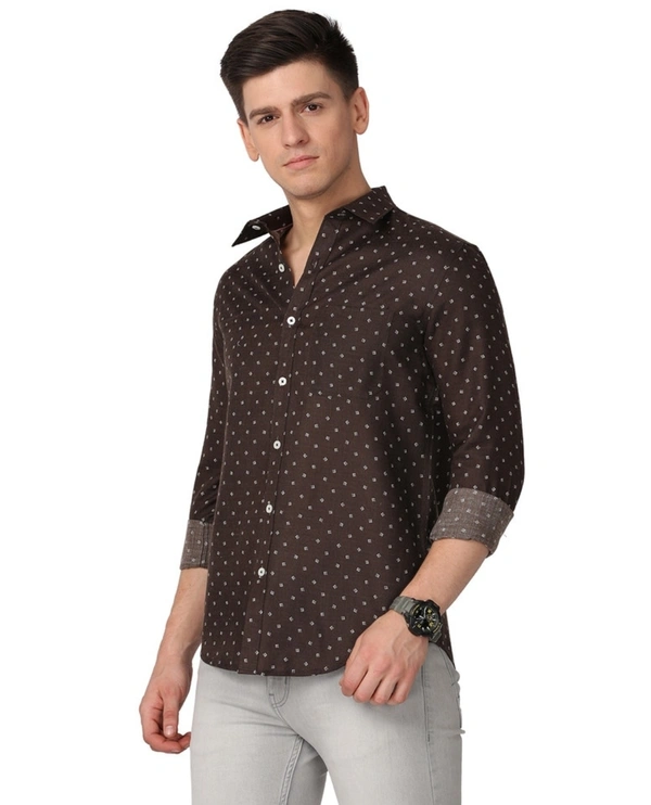 Pine Republic Mens Textured PolyCotton Casual Full Sleevs Shirt - M