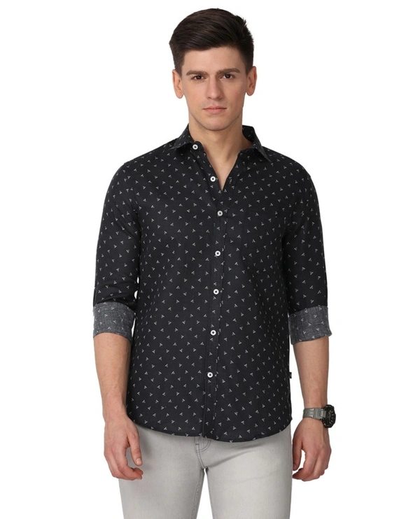 Pine Republic Mens Textured PolyCotton Casual Full Sleevs Shirt - S