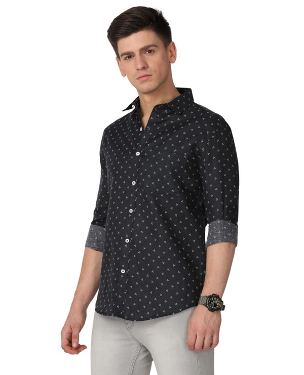 Pine Republic Mens Textured PolyCotton Casual Full Sleevs Shirt - S
