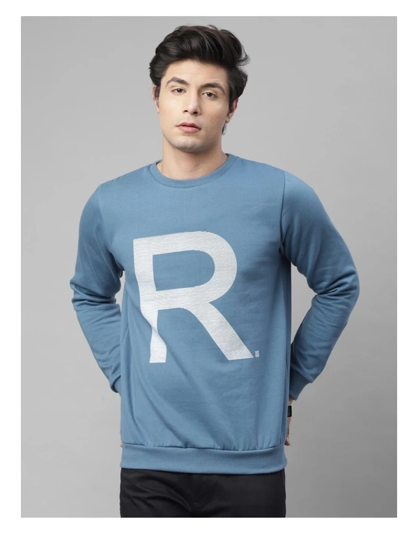 Rigo Men's Full Sleevs Fleece Typography Sweatshirt - L