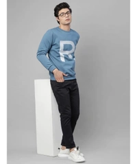Rigo Men's Full Sleevs Fleece Typography Sweatshirt - L