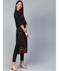 Ziya Women's Poly Silk A-Line Kurta - Black - XL