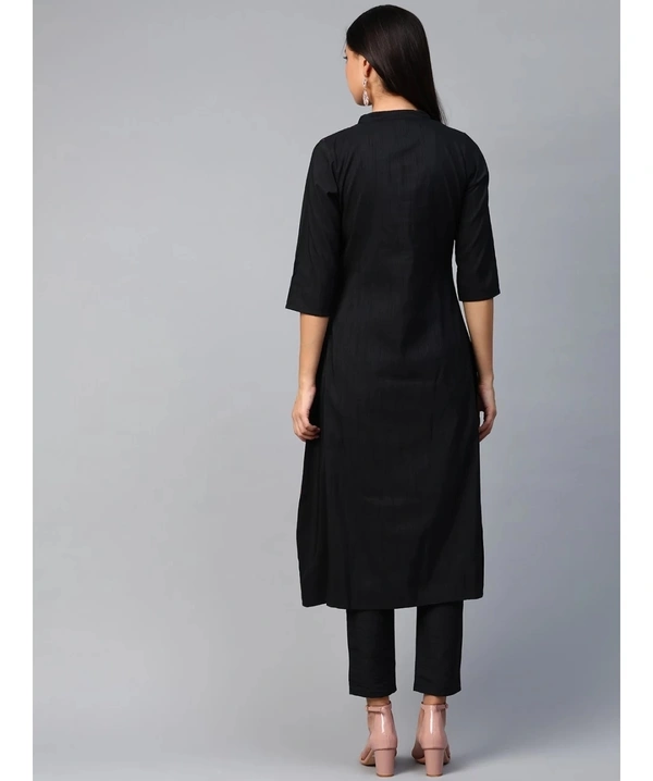 Ziya Women's Poly Silk A-Line Kurta - Black - XL