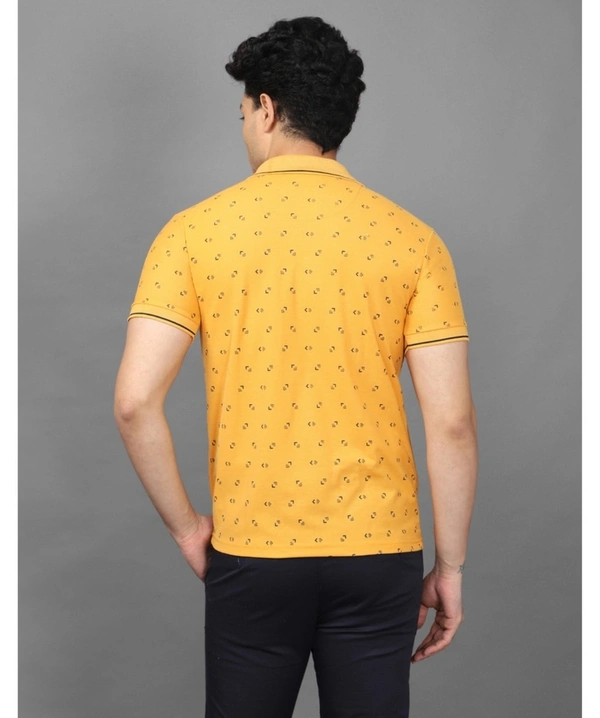 Pine Republic Stylish All Over Print Men's Half Sleeves Polo T-shirt - Yellow - XL