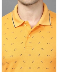 Pine Republic Stylish All Over Print Men's Half Sleeves Polo T-shirt - Yellow - XL