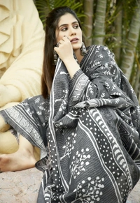 Pehnava Beautiful Chanderi Cotton Silk Saree With Blouse - Grey, 6.3 mtr w/blouse