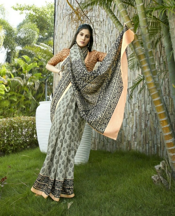 Pehnava Beautiful Chanderi Cotton Silk Saree With Blouse - Pink, 6.3 mtrs w/blouse