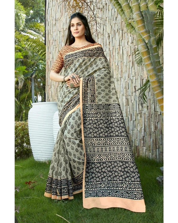 Pehnava Beautiful Chanderi Cotton Silk Saree With Blouse - Pink, 6.3 mtrs w/blouse