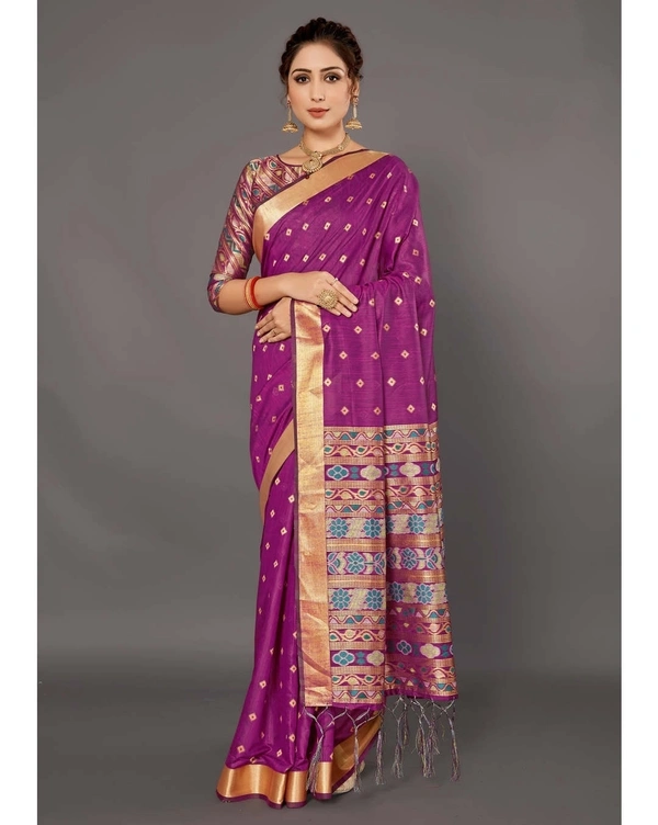Premium Handloom Cotton Silk Saree With Blouse - Teal, 6.3 mtrs w/blouse
