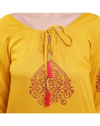 Pehnava Women's Printed Viscose Top - Yellow - S