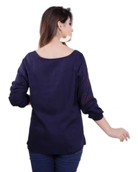 Pehnava Women's Casual Rayon Regular Top - Blue - M