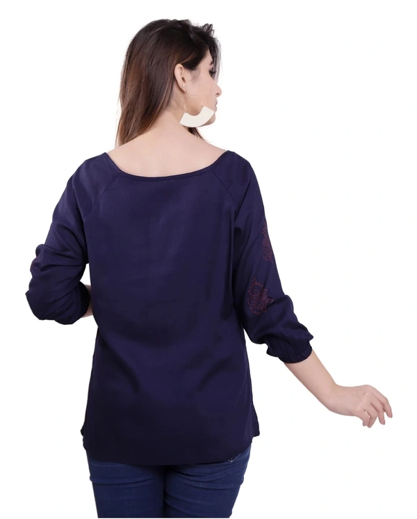 Pehnava Women's Casual Rayon Regular Top - Blue - M