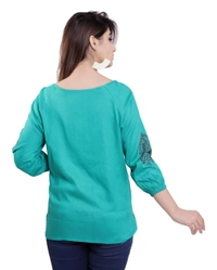 Pehnava Women's Casual Rayon Regular Top - Teal - S