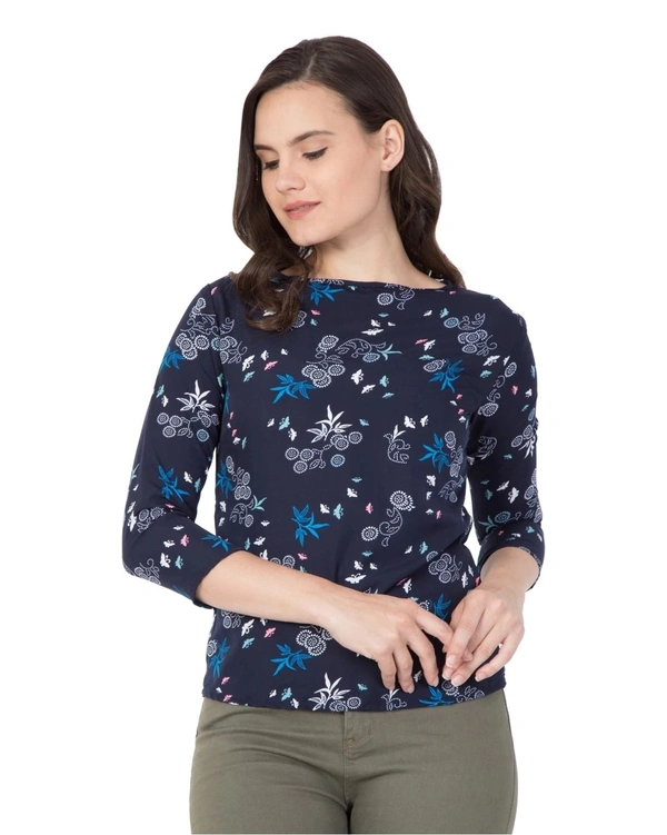 Pehnava Printed Casual Crepe Regular Fit Top  - M