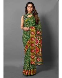 Pehnava Pure Cotton Tanza Printed Sari With Blouse - Red, 6.3 mtrs w/blouse