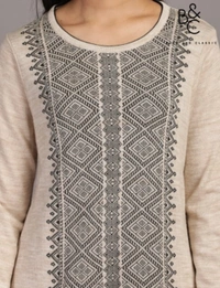 B&C Acrylic Acro Wool Knee Length Straight Kurti For Women - Cream  - M/L