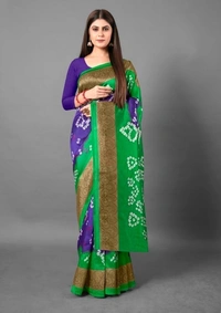Pehnava Fine Art Lichi Silk Saree W/blouse - Red-Black, 6.3 mtrs w/blouse