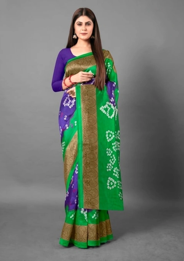 Pehnava Fine Art Lichi Silk Saree W/blouse - Red-Black, 6.3 mtrs w/blouse