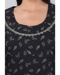 Pure Dull Cotton Full Length Women's Nighty - Black - L