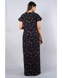 Pure Dull Cotton Printed Full Length Women's Nighty  - XXL