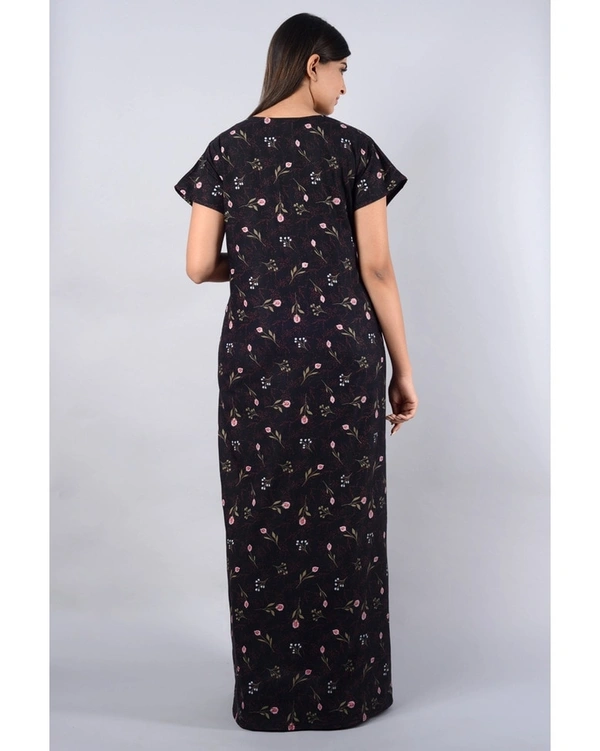 Pure Dull Cotton Printed Full Length Women's Nighty  - XXL