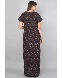 Printed Soft Rayon Long Nighty For Women  - XL
