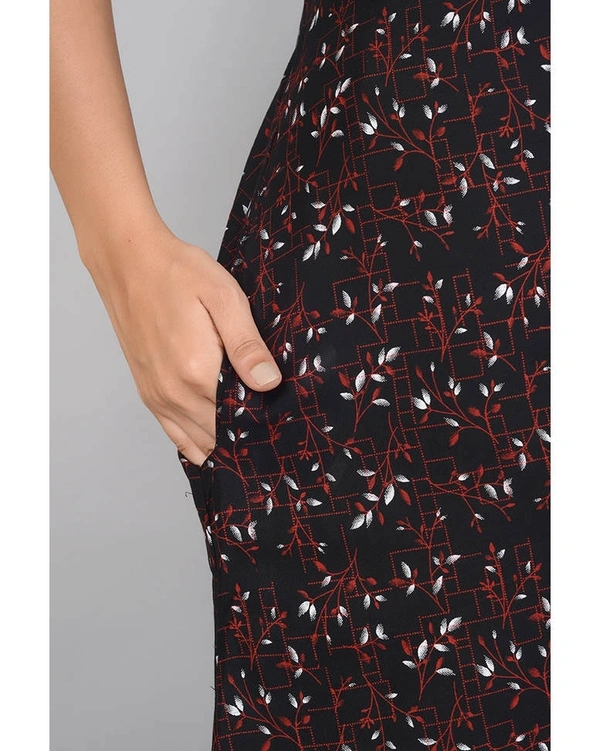 Printed Soft Rayon Long Nighty For Women  - XL