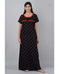 SuperSoft Cotton Viscose Printed Long Nighti For Women - L