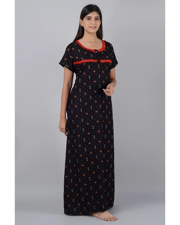 SuperSoft Cotton Viscose Printed Long Nighti For Women - L