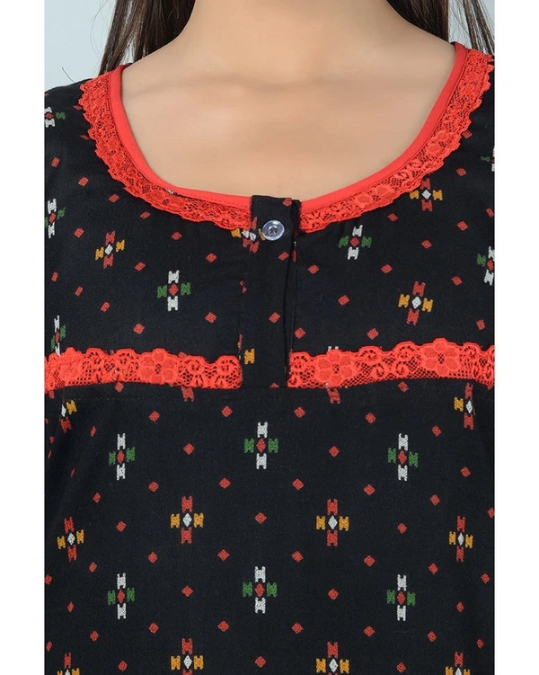 SuperSoft Cotton Viscose Printed Long Nighti For Women - L