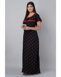 SuperSoft Cotton Viscose Printed Long Nighti For Women - L