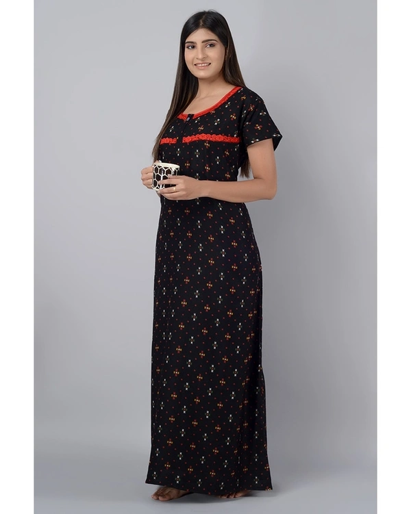 SuperSoft Cotton Viscose Printed Long Nighti For Women - L