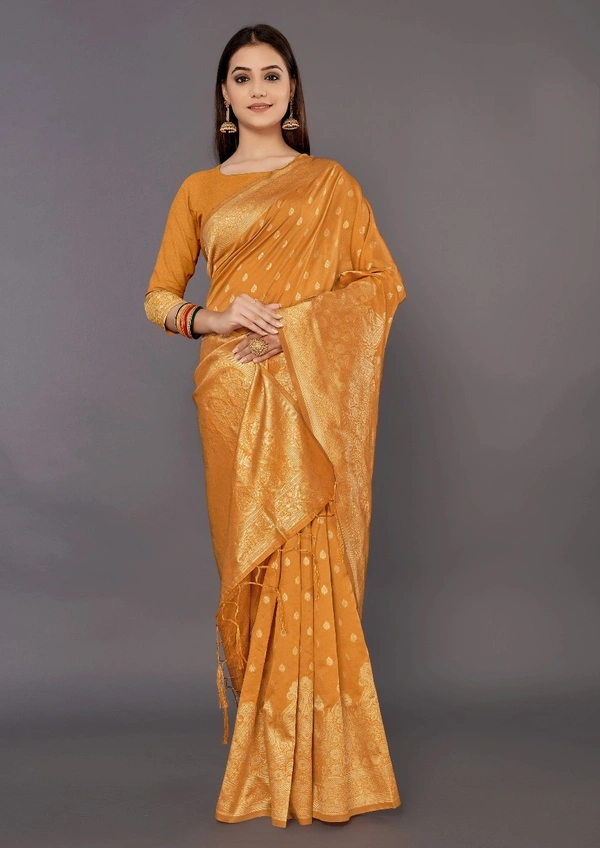 Pehnava Rich Dharmavaram Cotton Silk Saree With Blouse - 6.3 mtrs w/blouse